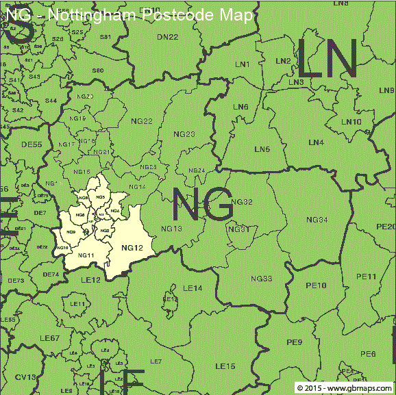 Postcode Map For Nottingham